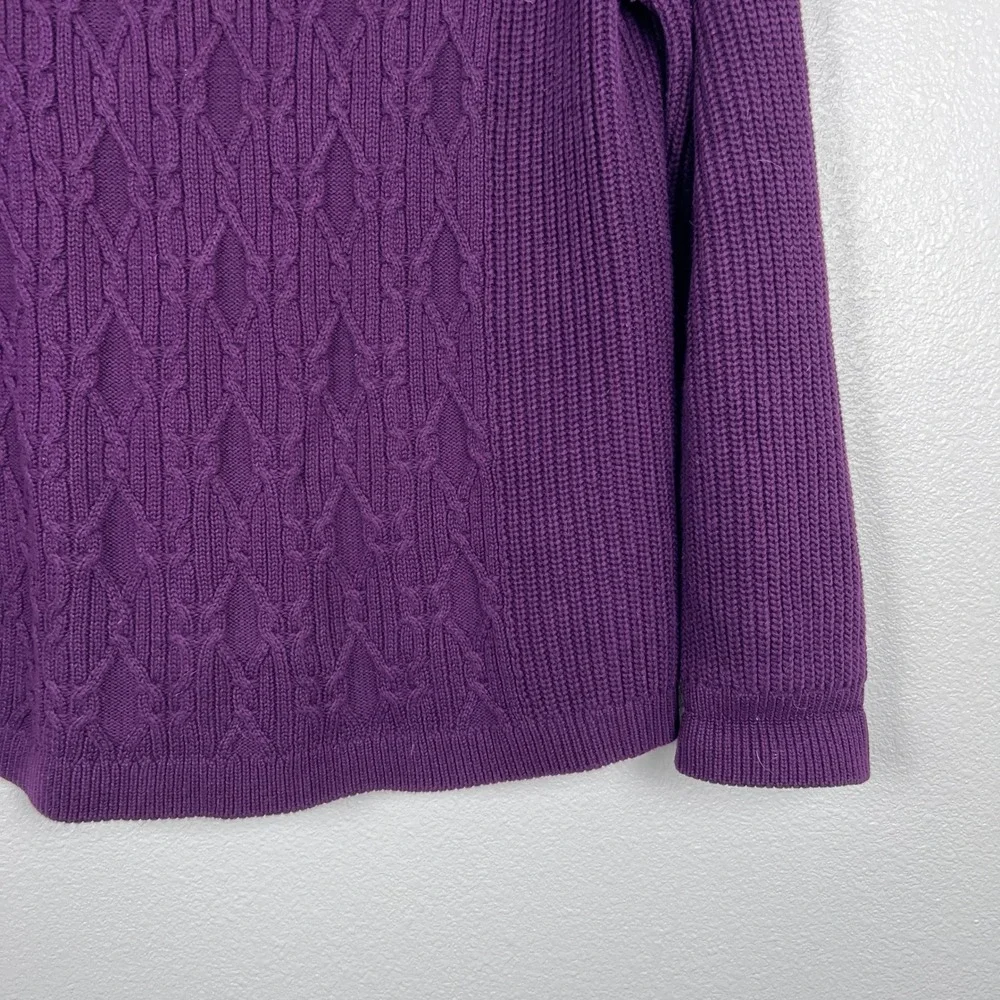 Tommy Hilfiger Womens Boat Neck Cable Knit Sweater‎ Purple Plum Sz M